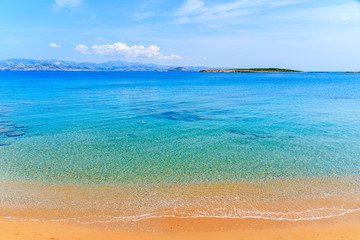 View of beautiful beach with turquoise sea water on Paros island, Greece