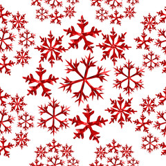 Winter snowflake red low poly seamless pattern