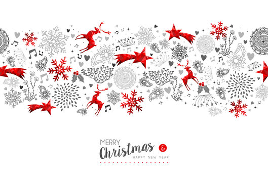 Merry Christmas New Year red decoration pattern