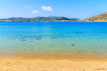 Beautiful beach with crystal clear sea water of Monastiri bay on Paros island, Greece