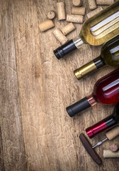 Glass bottle of wine with corks