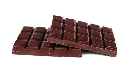 chocolate bars isolated on white background