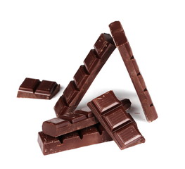 chocolate bars isolated on white background