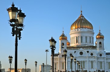 Christ Redeemer Cathedral in Moscow, Russia. Color photo. Popular landmark.
