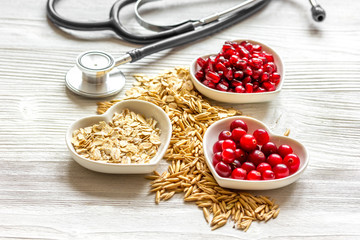 concept healthy for heart food on wooden background close up