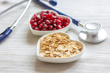 concept healthy for heart food on wooden background close up