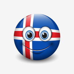 Cute emoticon isolated on white background with Iceland flag motive