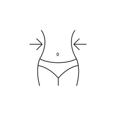 weight loss line icon, woman's waist, vector graphics, a linear pattern on a white background, eps 10.