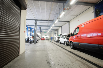 Car in a car repair station