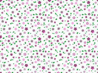 Seamless floral pattern with leaves on a white background