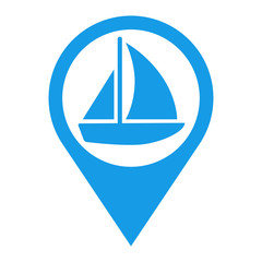 Icono plano localizacion velero azul