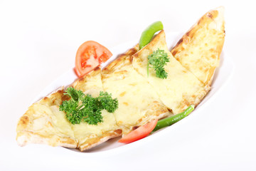 Turkish pide with cheddar cheese