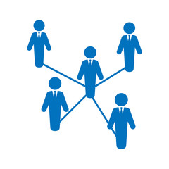 Icono plano red social azul en fondo blanco