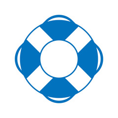 Icono plano salvavidas azul en fondo blanco