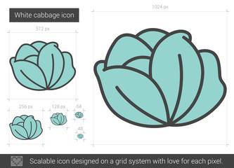 White cabbage line icon.