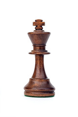 Fototapeta na wymiar boxwood black king chess piece isolated