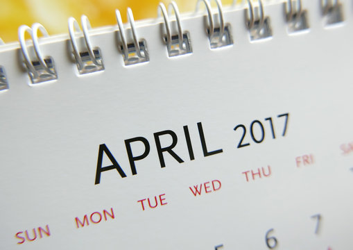 Close up calendar of April 2017