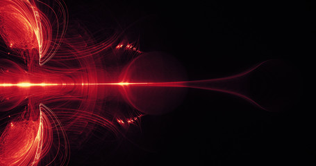 Red And Yellow Abstract Lines Curves Particles Background