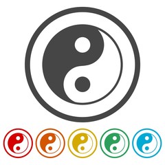 Fototapeta na wymiar Ying yang symbol of harmony and balance icons set 