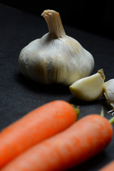 Carrots still life with garlic