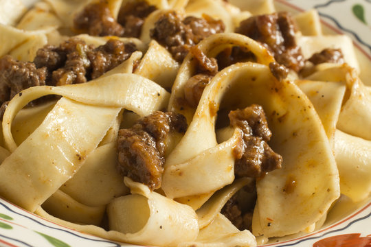 Homemade Pappardelle Noodles With Bolognese Sauce