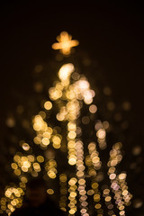 Bokeh of big christmas light tree