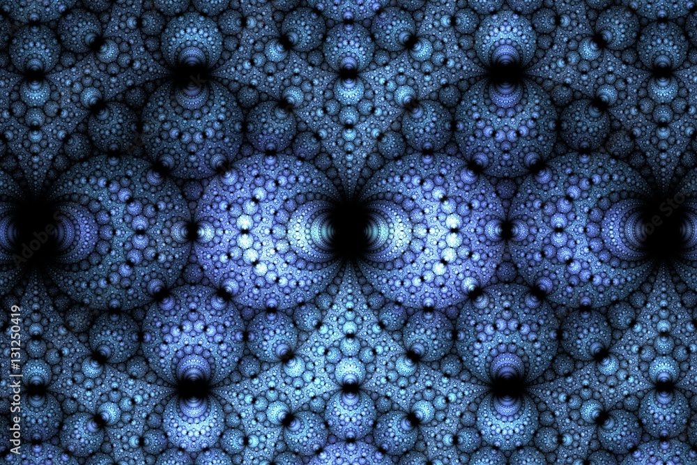 Poster abstract blue spherical fractal computer generated image