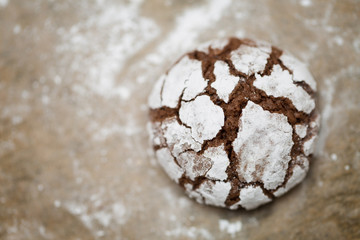 Homemade crinkle biscuits on a baking paper
