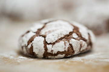 Homemade crinkle biscuits on a baking paper