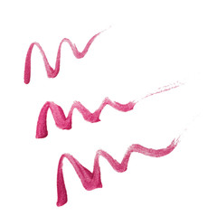 Red color lip gloss with glitter paint on background