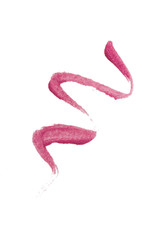 Red color lip gloss with glitter paint on background