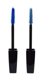 Two tone blue mascara brush on background