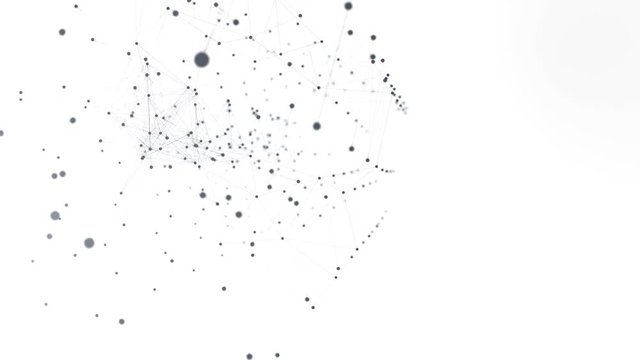 Polygonal structure, abstract geometry shape. 3D animation of lines and dots changing and moving random