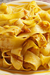 Pappardelle with tuna sauce, an Italian fish and pasta dish