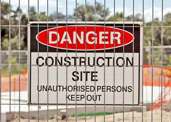 Danger Sign for construction zone