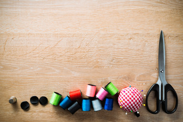 Sewing kit on table