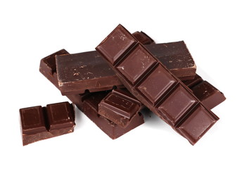 chocolate bars isolated on white background