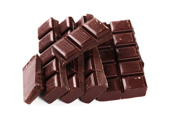 chocolate bars isolated on white background