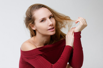 Girl in dress at studio