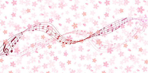 桜　音符　楽譜　背景