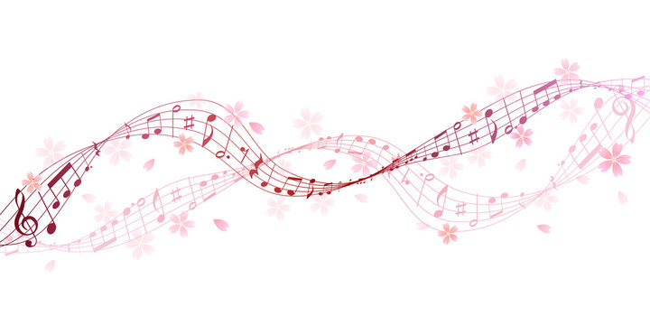 桜　音符　楽譜　背景