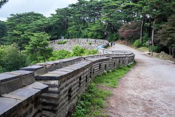 Fototapeta na wymiar stone rampart in korea