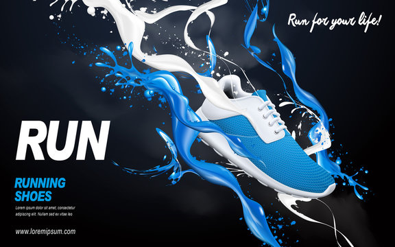 blue running shoes ad