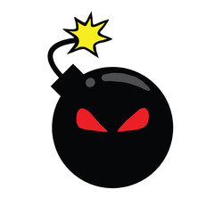 Terrorist Face Bomb Vector Cartoon Illustration