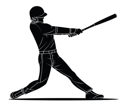 Baseball player hitter. Vector illustration.