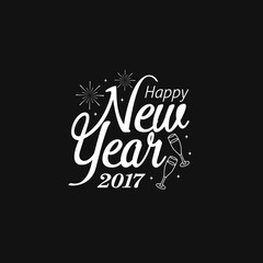 Happy new year 2017, greeting card design with hand lettering vector