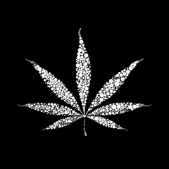 Vector marijuana leaf. Abstract silhouette of circles