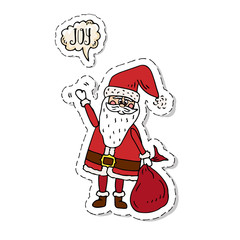 Obraz premium Hand drawn doodle set of Santa Claus icon. Vector illustration. Cartoon red hat Happy new year Santa Claus symbol Sketchy funny Merry Christmas element Traditional december holiday present decoration.