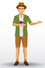 people vacation, man traveling. vector illustration design template elements.