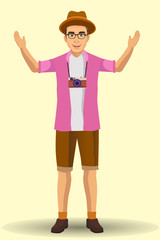 people vacation, man traveling. vector illustration design template elements.